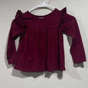 Cat & Jack Girls' Burgundy Long-Sleeve Ruffle Top